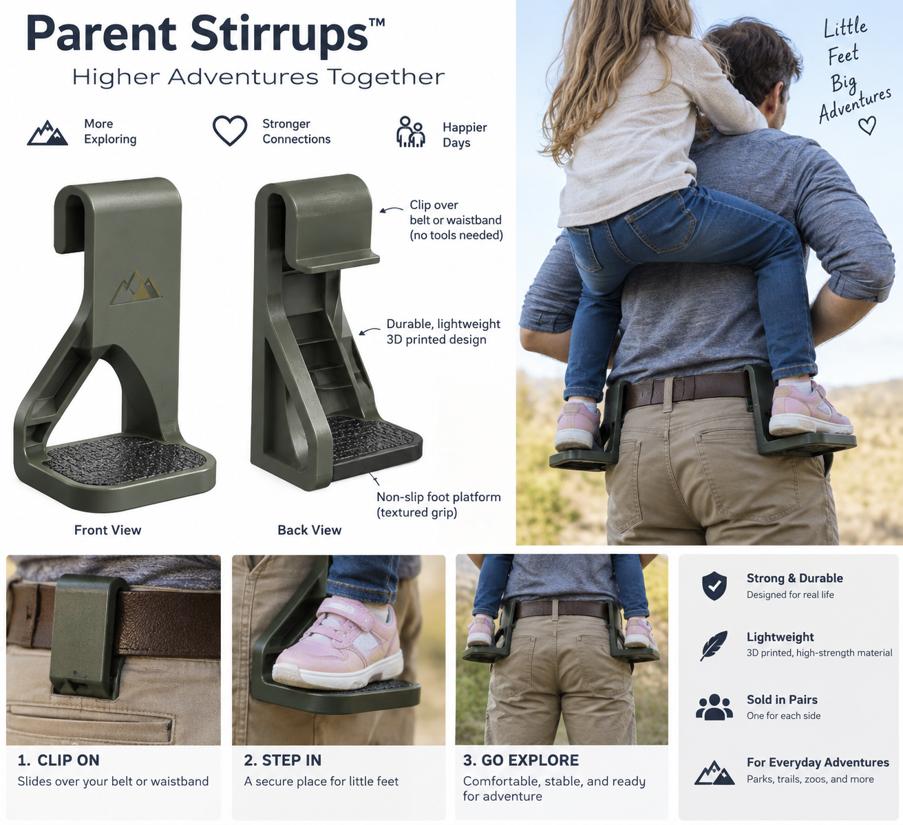 Piggyback Steps shown in use and from several angles